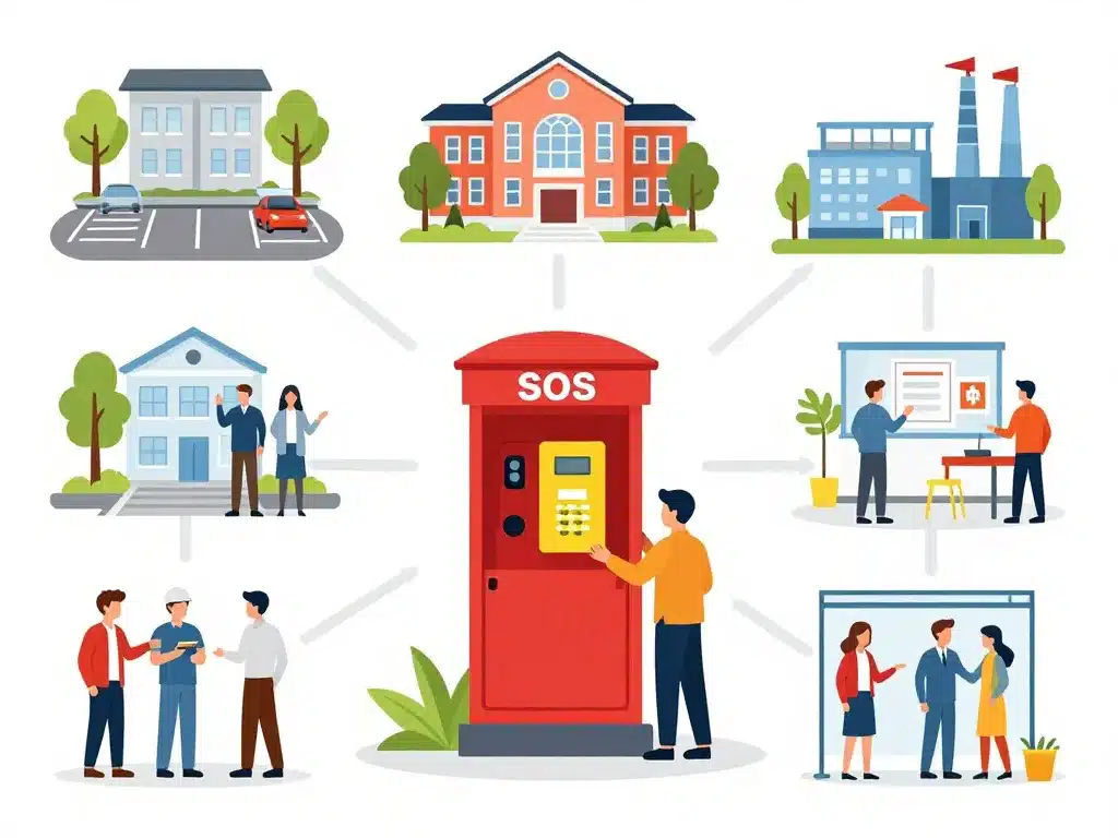 Fonctionnement stratégique d'une borne d'appel d'urgence sur divers sites