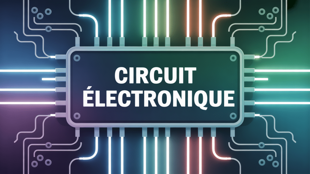 illustration circuit electronique avec composants emblématiques