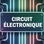 illustration circuit electronique avec composants emblématiques