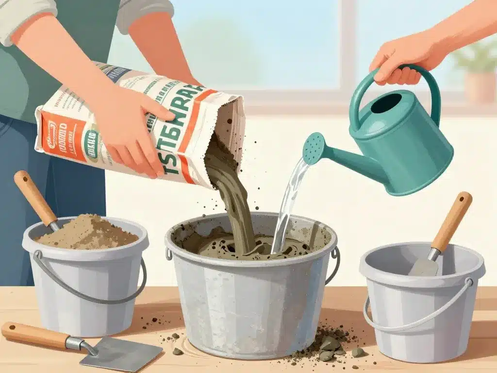 illustration dosage mortier préparation pas à pas