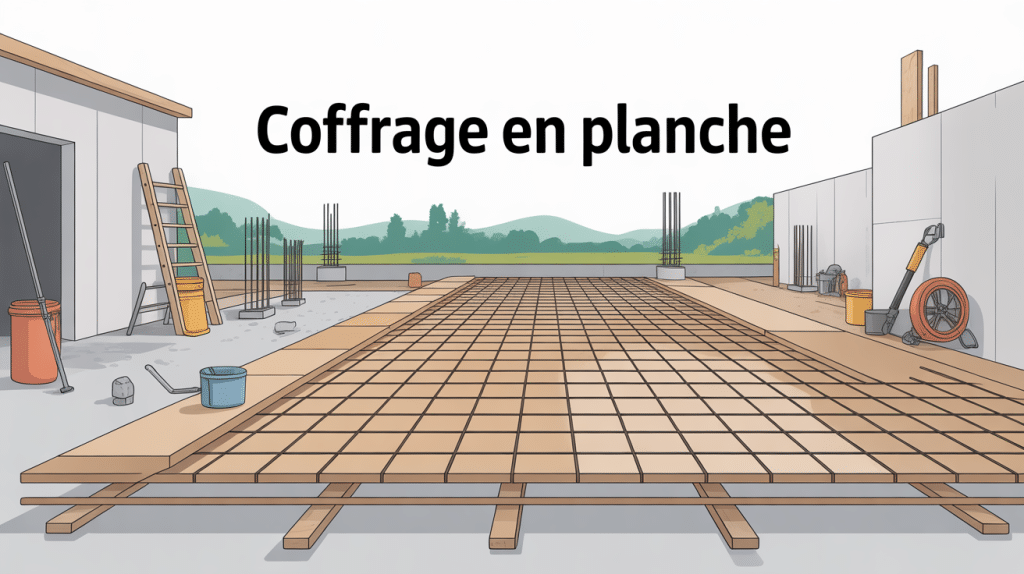 illustration coffrage planche béton chantier