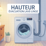 illustration hauteur evacuation lave linge salle de bain moderne