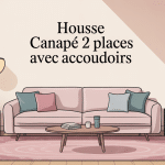 housse pour canapé 2 places avec accoudoirs dans un salon moderne lumineux