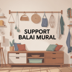 support balai mural avec balais et accessoires suspendus