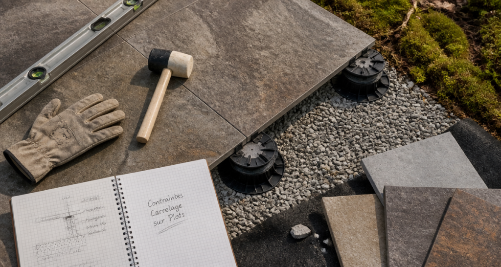 carrelage sur plot inconvenients outils pose terrasse