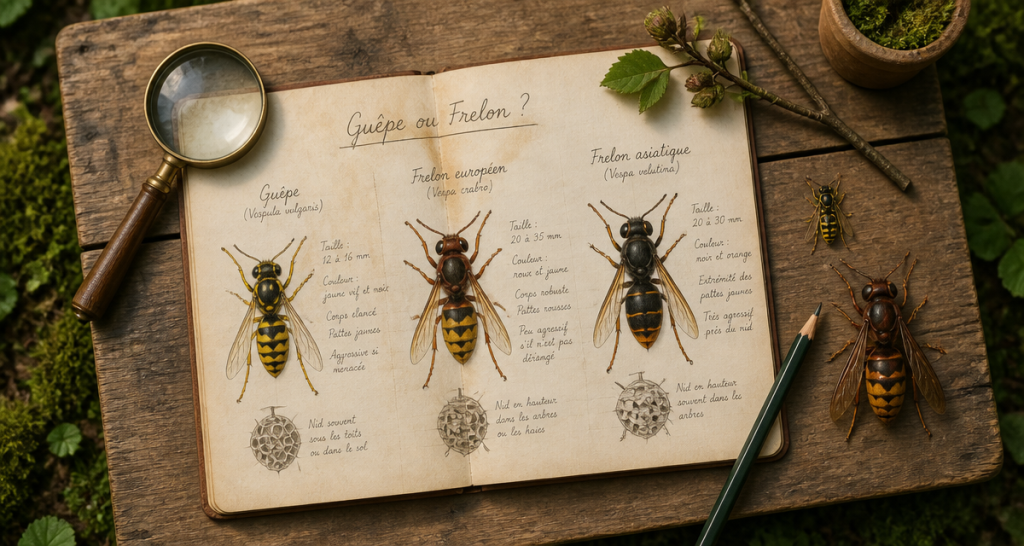 difference entre guepe et frelon sur carnet