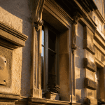 modénature sur façade ancienne en lumière dorée