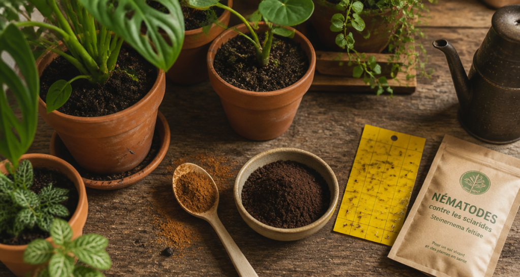 Moucherons dans les plantes, remèdes naturels en image