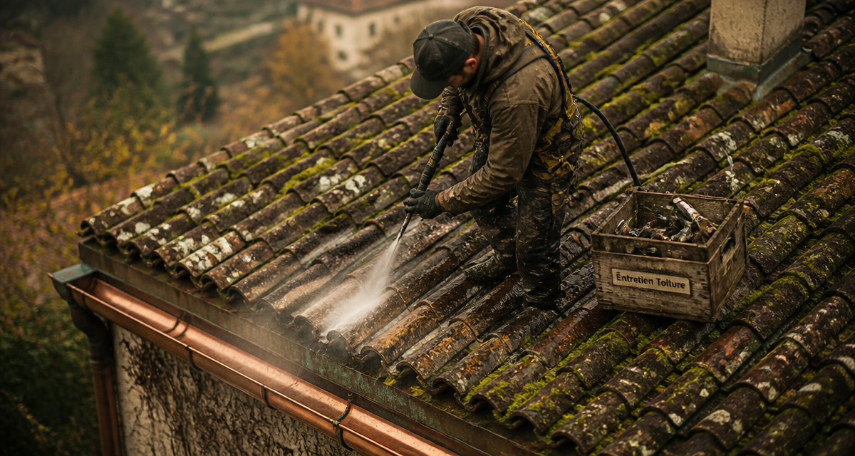 nettoyage toiture karcher sur tuiles anciennes