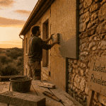 Ravalement ITE pose isolant maison pierre