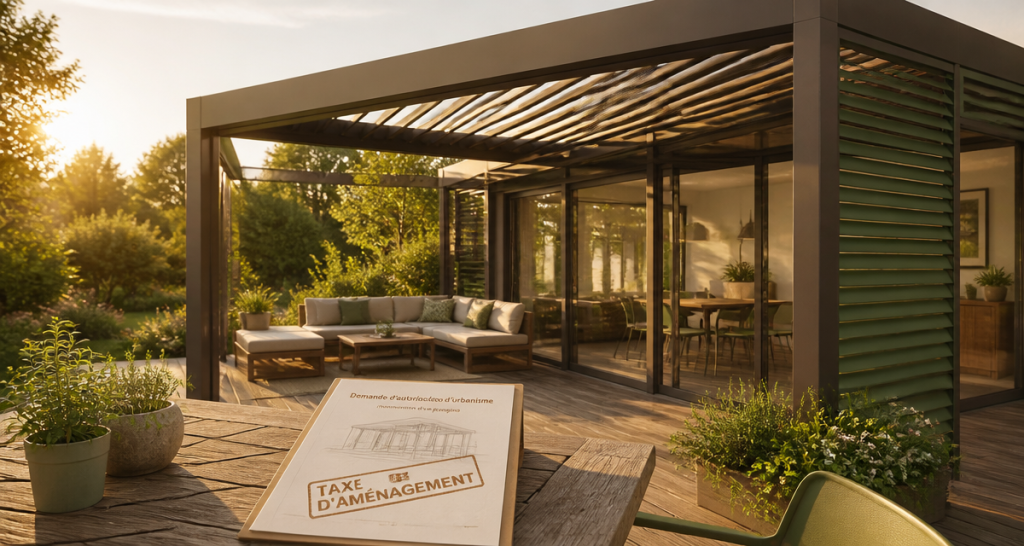 taxe pergola sur terrasse en bois avec dossier urbanisme