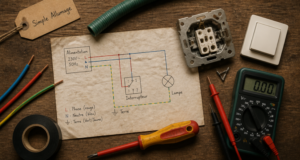 cablage simple allumage schema et branchement