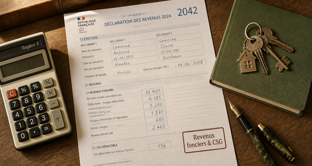 revenus fonciers et csg sur bureau avec déclaration