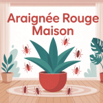 illustration araignée rouge maison plante appartement