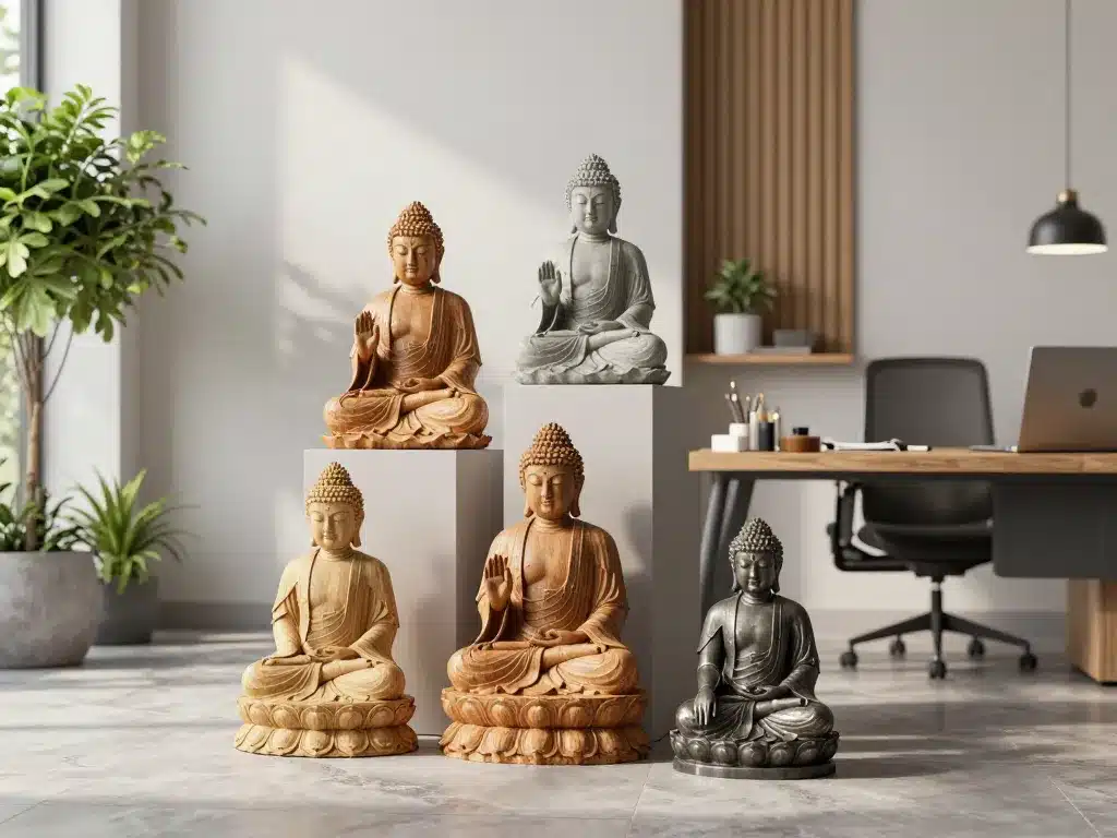 Statue bouddha différents matériaux tailles et contextes