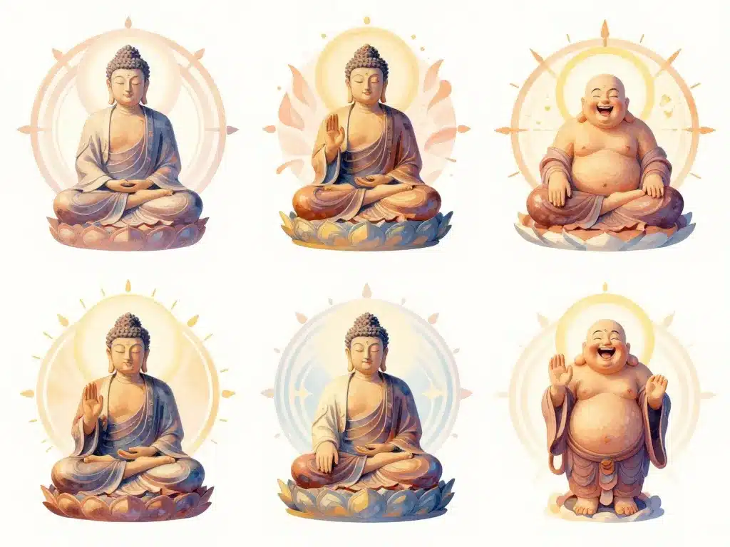 Statue bouddha différentes poses et mudras signification