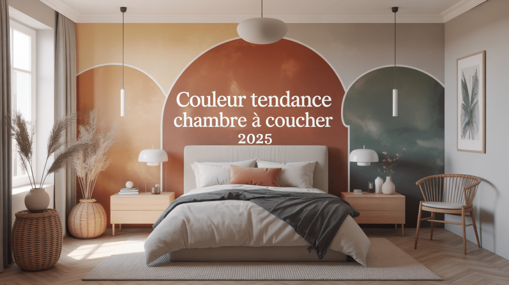 Illustration chambre à coucher couleur tendance 2024 ambiance apaisante