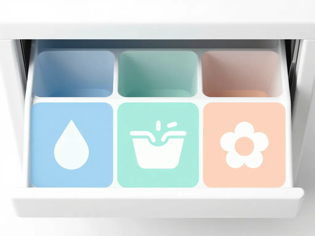 Diagramme compartiments tiroir : dans quel compartiment mettre la lessive
