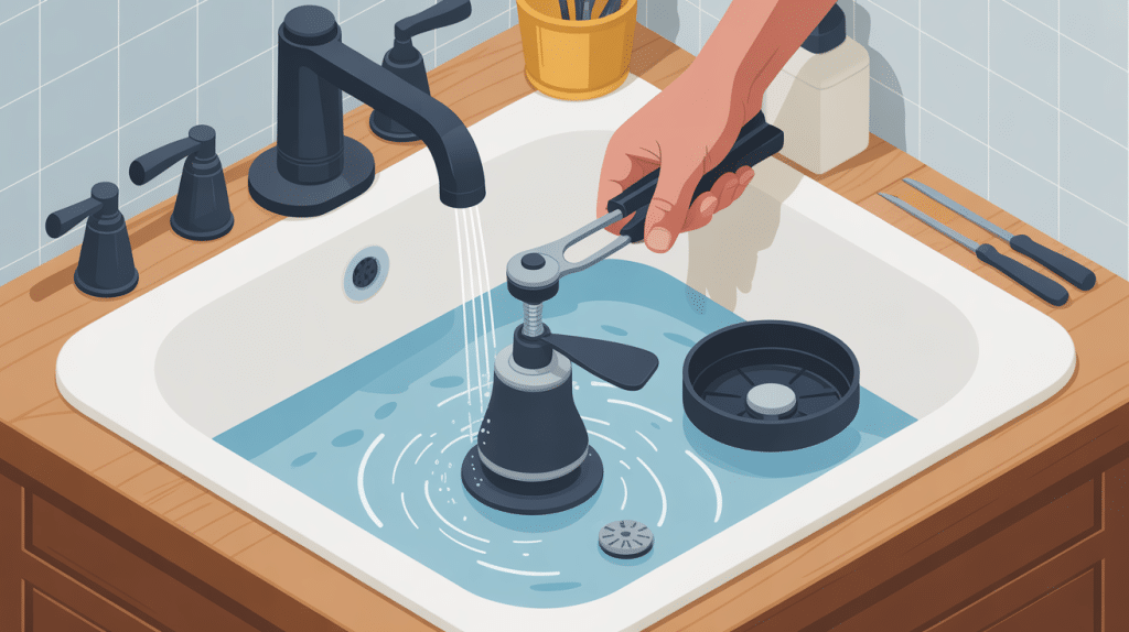 démonter chasse d'eau bouton poussoir vue globale mécanisme salle de bain