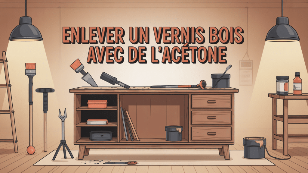 illustration décapage meuble bois acetone sécurité