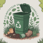 fabriquer un composteur avec une poubelle illustration écologique