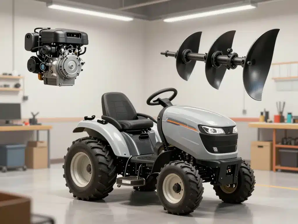 meilleur tondeuse tracteur en atelier avec pièces techniques