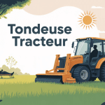 meilleur tondeuse tracteur sur grande pelouse avec soleil
