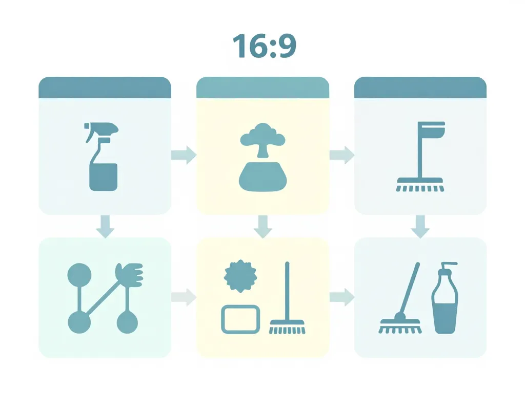 diagramme organisation nettoyage d'une maison avec calendrier et outils
