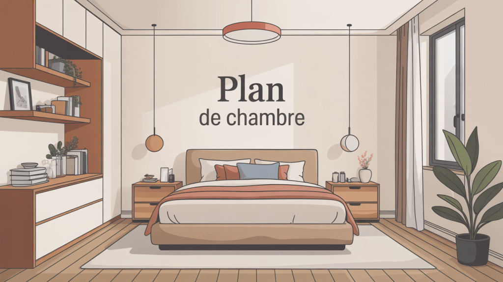plan chambre illustration déco moderne lumineuse