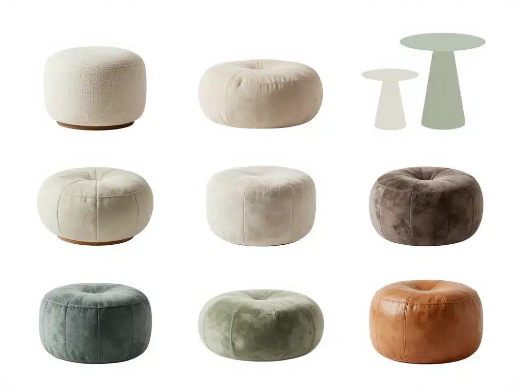 diagramme critères pouf tabouret tailles matières confort