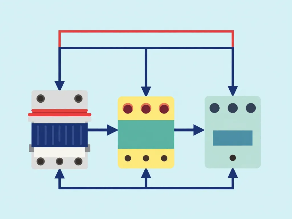 Schema du contacteur, bobine, contacts principaux et auxiliaires
