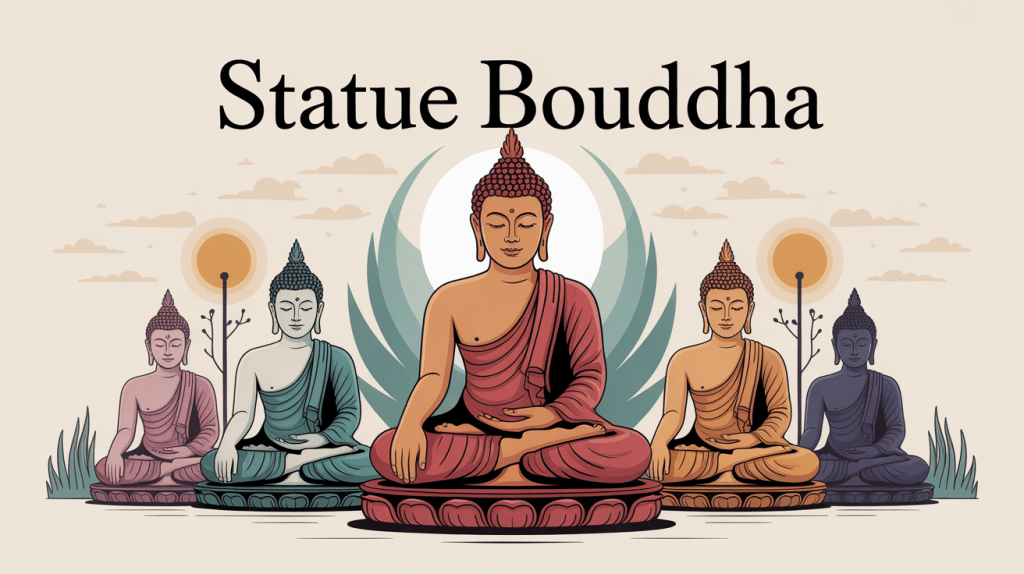 Illustration harmonieuse de statue bouddha styles et postures