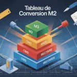 illustration tableau de conversion m2 style épuré