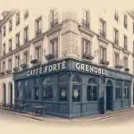 Intérieur chaleureux Caffè Forté Grenoble avec bar en zinc