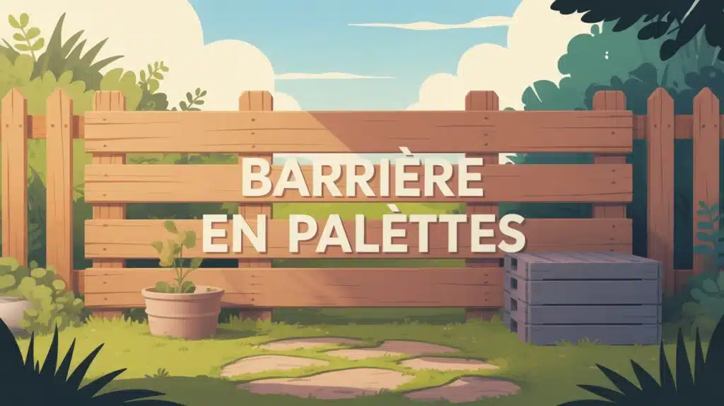 barrière en palettes en bois recyclé dans un jardin