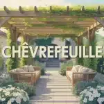 Pergola couverte de chèvrefeuille en pleine floraison avec feuilles vertes