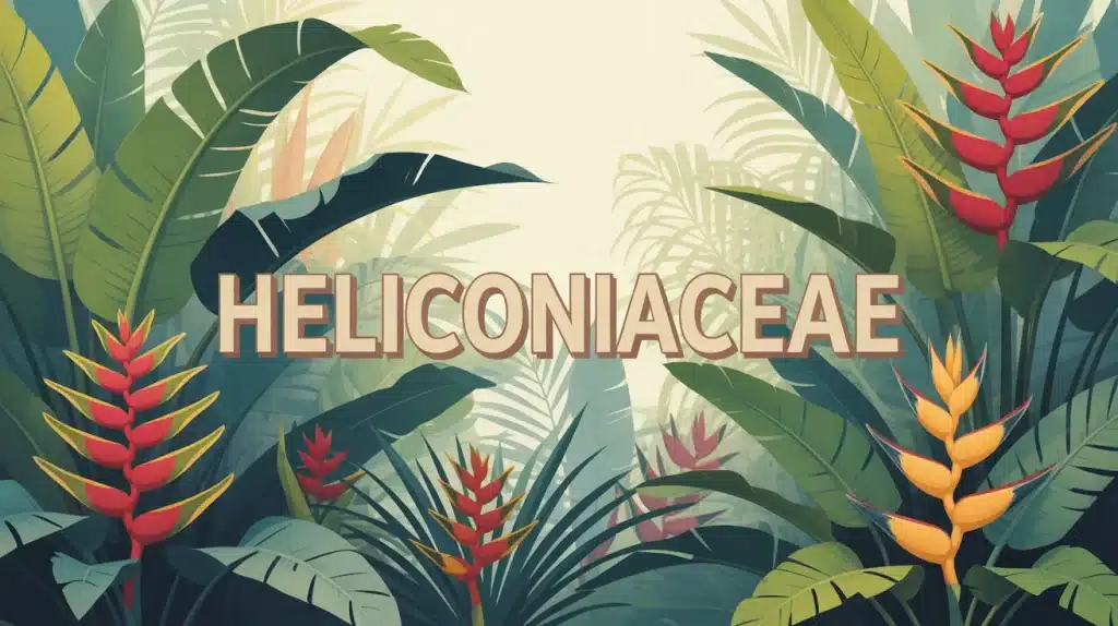 Illustration vectorielle Heliconiaceae avec feuilles et inflorescences colorées