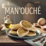 manouche au zaatar sur table traditionnelle libanaise