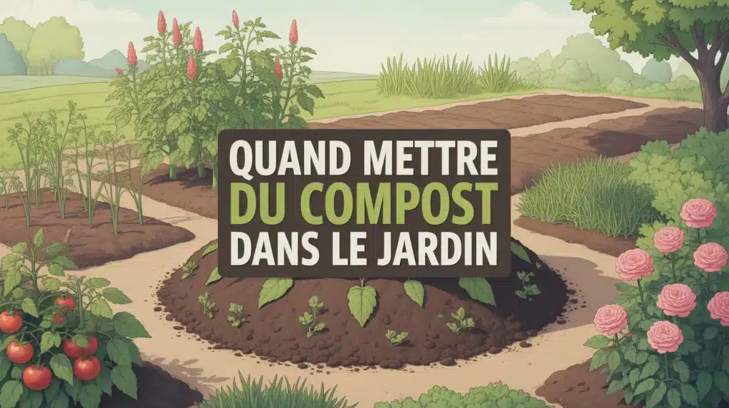 illustration vectorielle compost dans jardin avec plantes et terre fertile