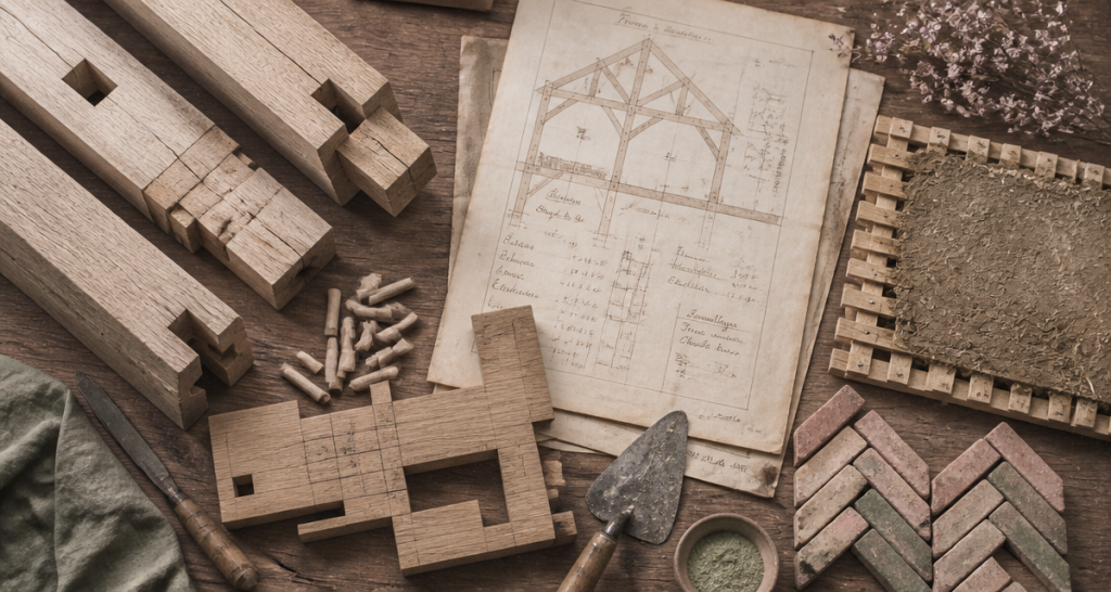 atelier charpentier colombage maison pièces bois