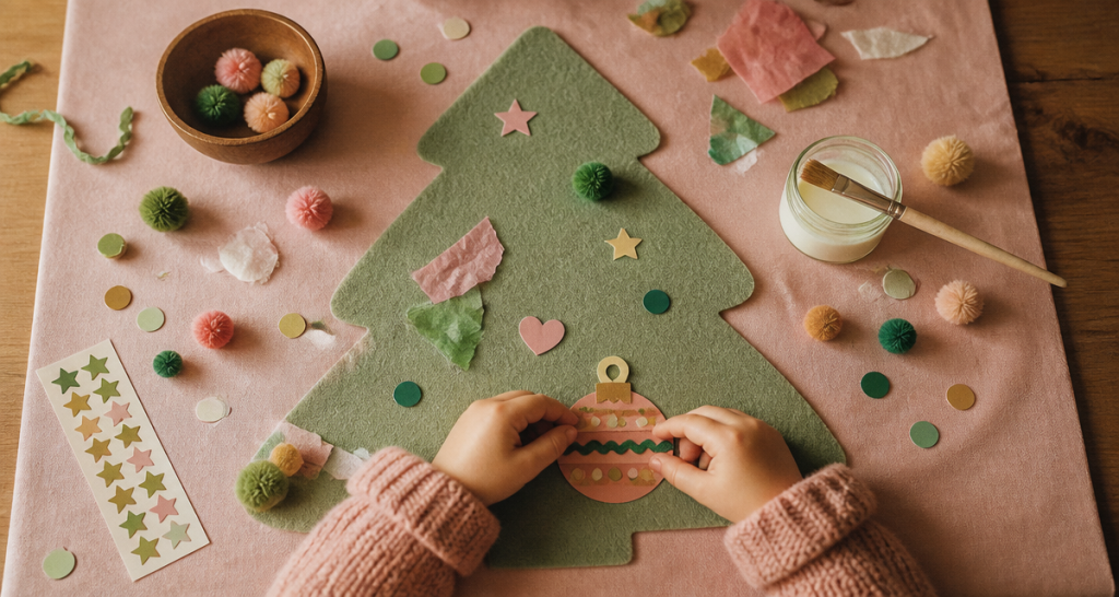 bricolage de noël pour petit de 2 ans sapin feutrine