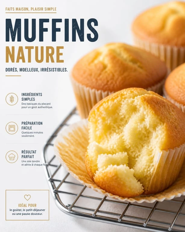Recette pour muffins nature moelleux et dorés