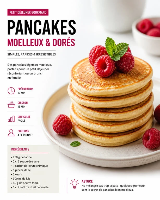 Pancakes peu caloriques aux fruits rouges sur une assiette