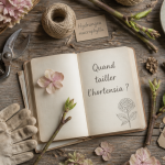 quand couper hortensia outils et bourgeons sur table