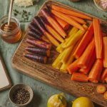 recette carotte fondante multicolore au miel sur planche