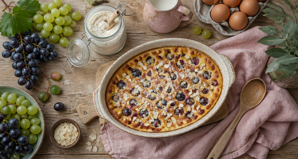 recette au raisin clafoutis doré aux raisins noirs