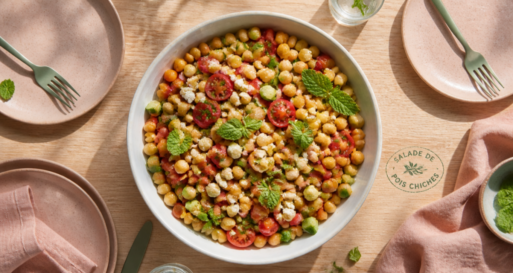 recette de pois chiche en salade méditerranéenne avec légumes