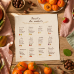 Saisonnalité des fruits sur table avec fruits de saison