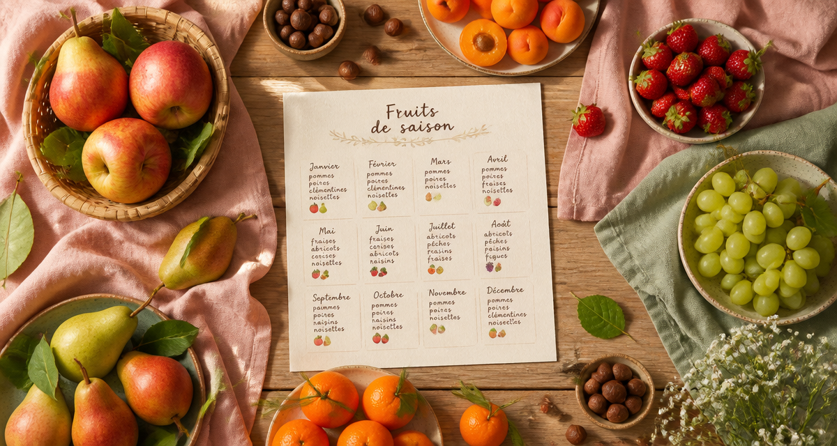 Saisonnalité des fruits sur table avec fruits de saison