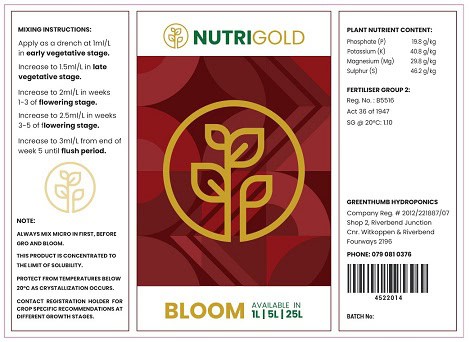 Close-up of Golden Goose plant nutrient product label with detailed information.